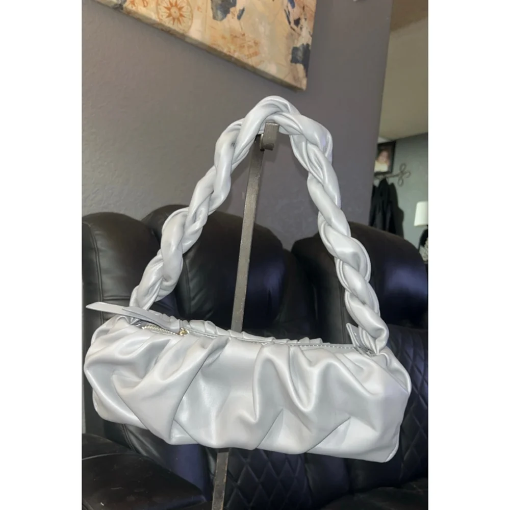 Women's Unbranded Gray Ruched Shoulder Bag One Size